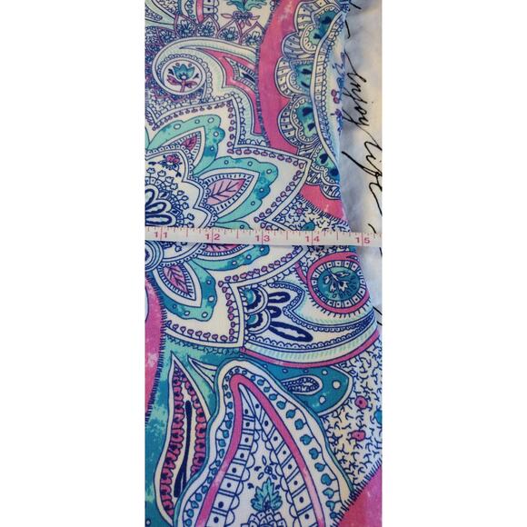 Cynthia Rowley Women's Size Small Floral Paisley Blue and Pink Long Sleeve Dress - Picture 6 of 8